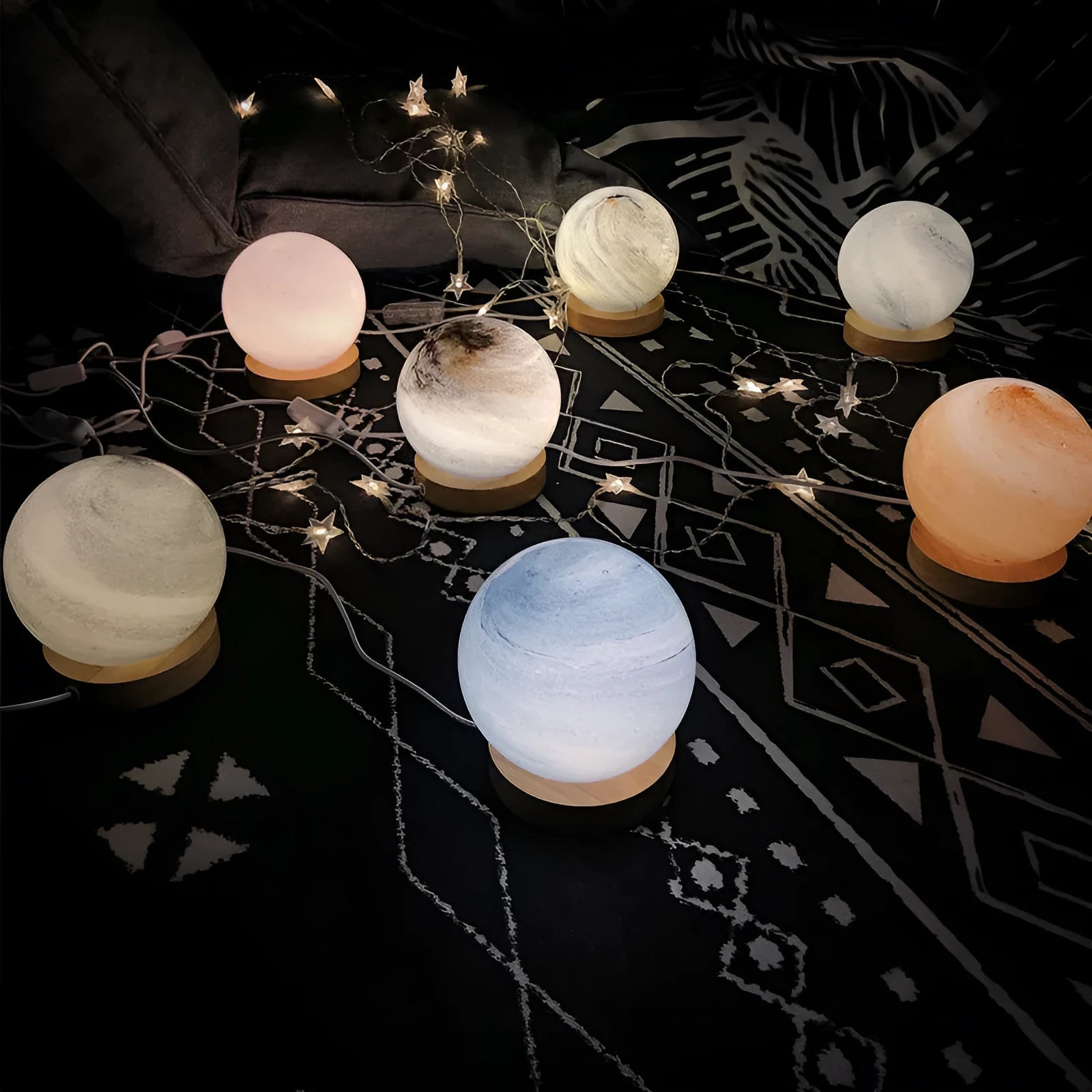 Nordic style USB bedside table lamp with glass shade in various colour options