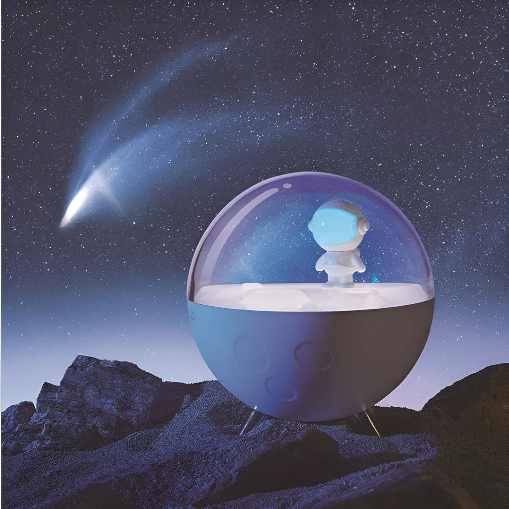 USB-powered cartoon night light LED with plastic shade in blue and white colour options