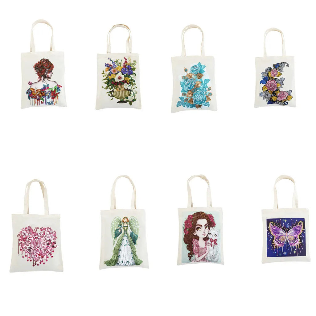 DIY diamond painting cotton tote bag 28x35cm with multiple style options