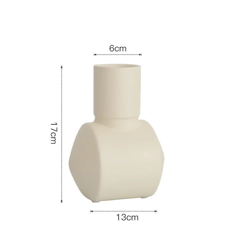 Hammer-textured ceramic vase in Morandi beige, brown, or purple colours