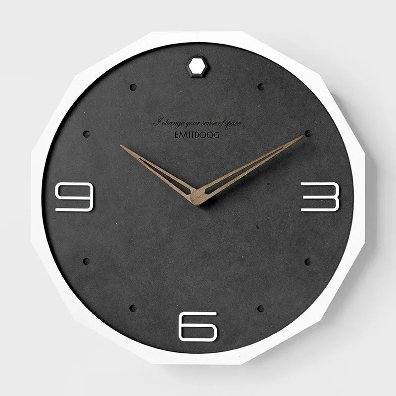 Nordic minimalist round wall clock with perforated design in 12 inch diameter