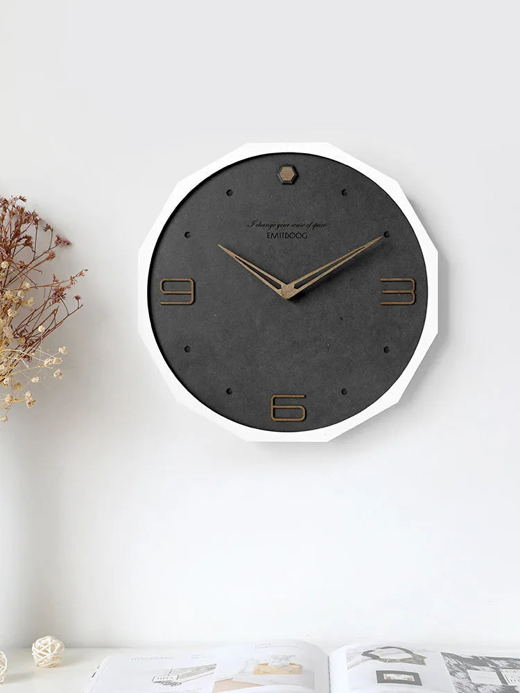 Nordic minimalist round wall clock with perforated design in 12 inch diameter