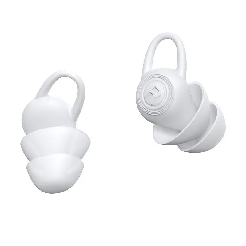 White silicone ear plug shown with individual packaging for noise reduction