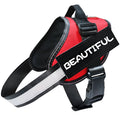 Reflective dog harness and leash set in black with adjustable chest strap and polyester construction