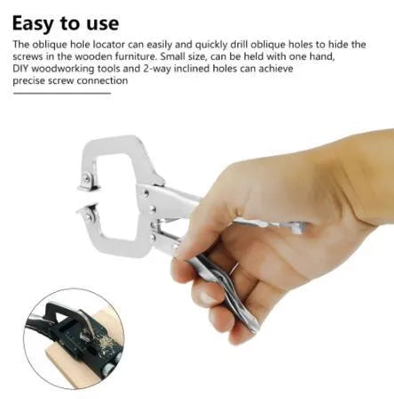 Black aluminium alloy woodworking perforation locator tool with sleeves and drill bits for board connections