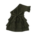 Solid colour dark green jumpsuit hoodie for toddler girls ages 18 months to 2 years sizes 90cm-130cm real shot