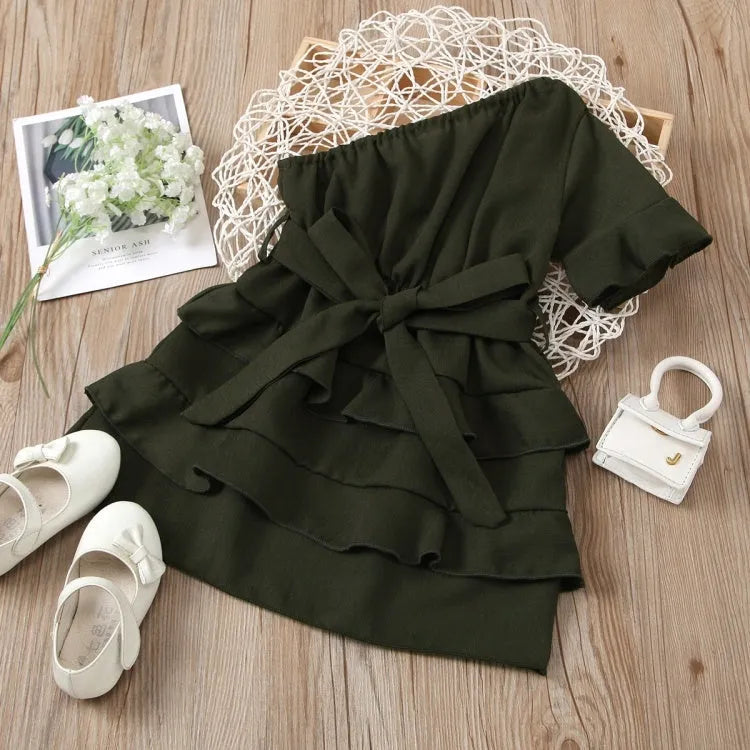 Solid colour dark green jumpsuit hoodie for toddler girls ages 18 months to 2 years sizes 90cm-130cm real shot