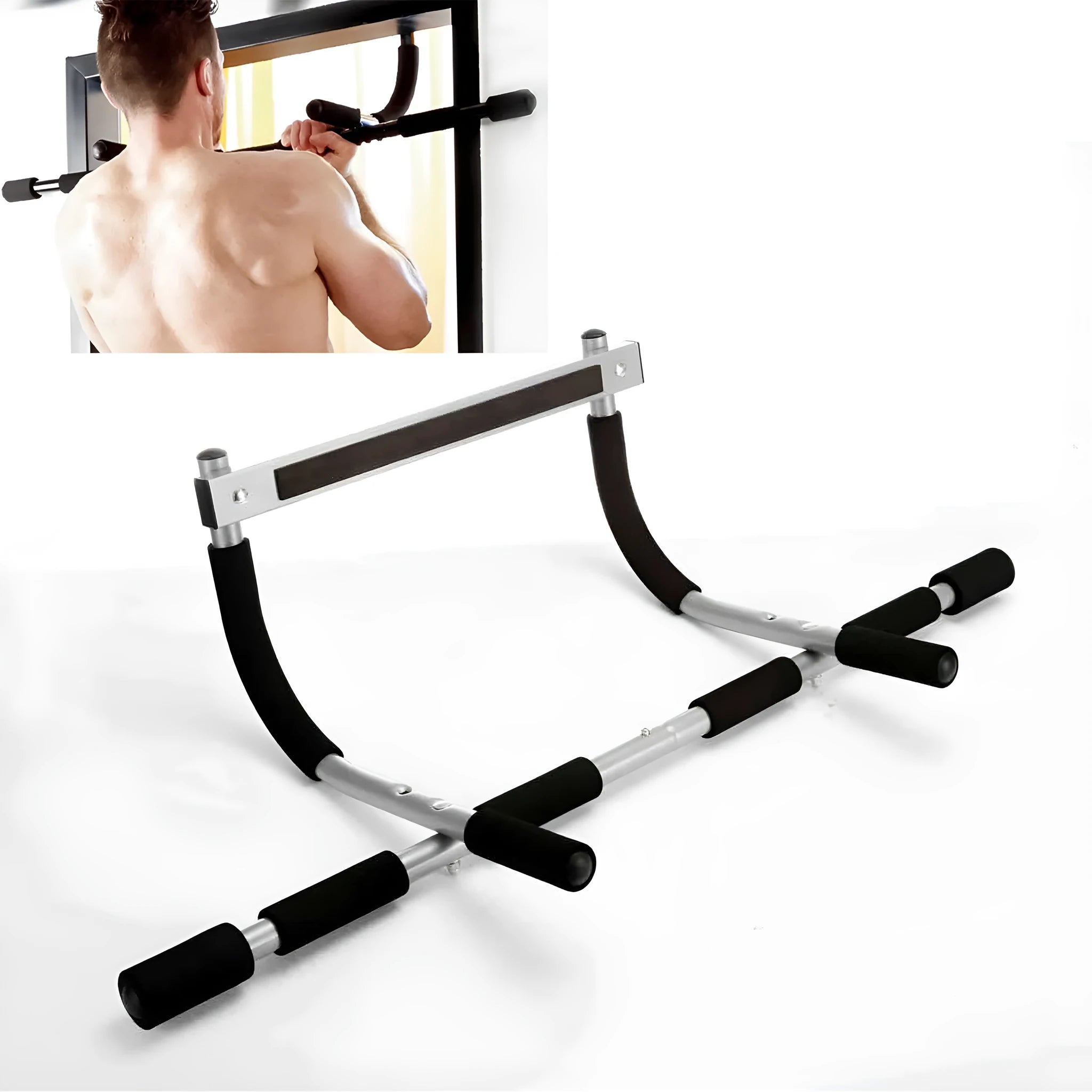 Black steel pipe wall-mounted indoor pull-up bar for home fitness