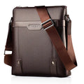 Men's black PU leather shoulder bag with single strap and zip opening