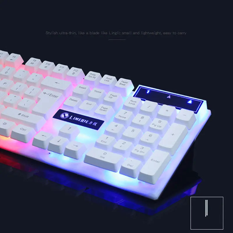 GTX300 wired USB gaming keyboard and mouse set in black or white with colour backlit keys