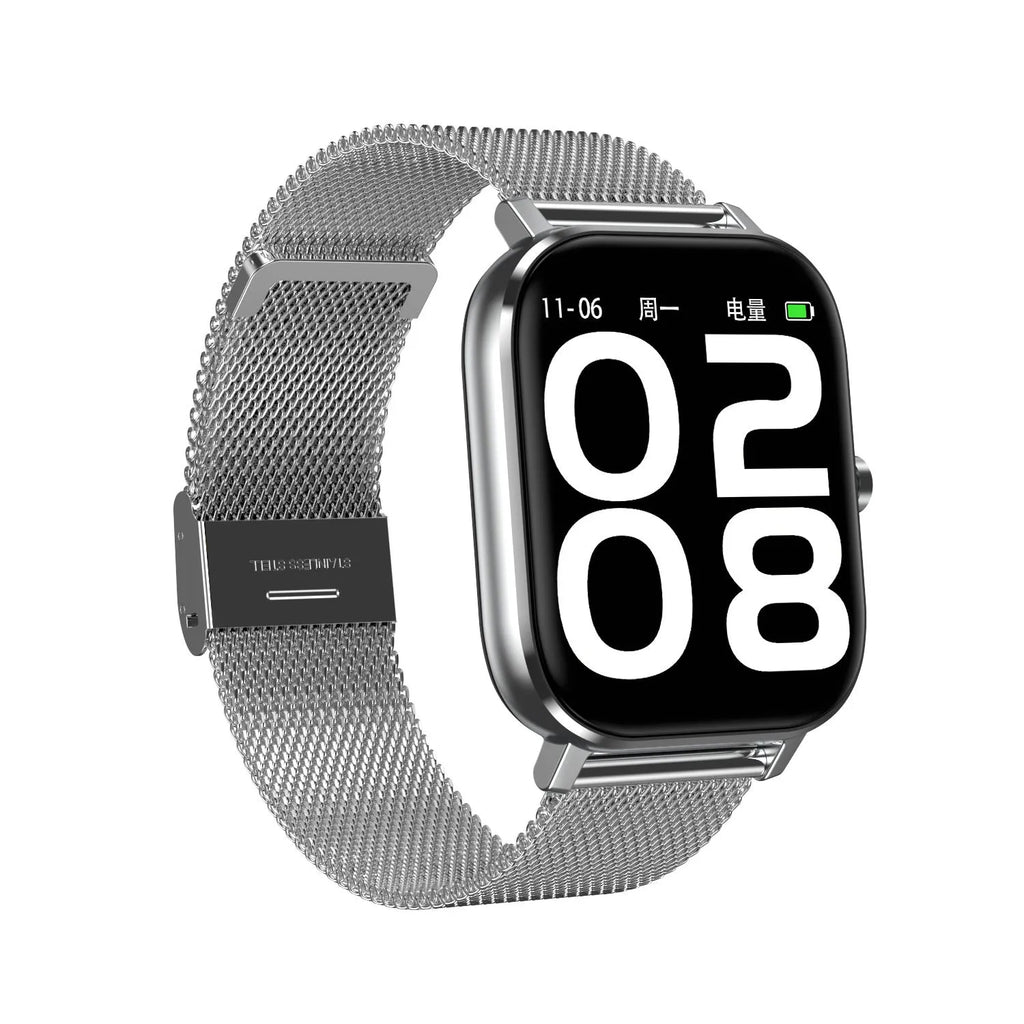 Smart bracelet with 1.54-inch touchscreen displaying ECG heart rate and blood pressure readings