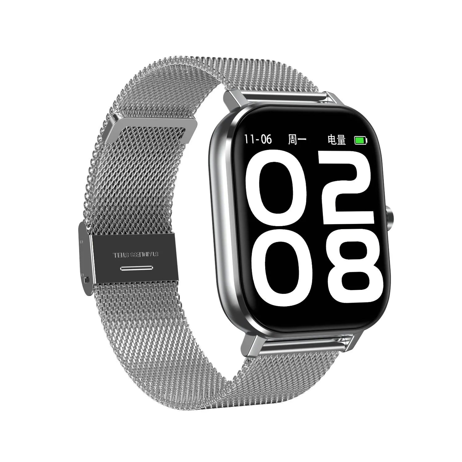 Smart bracelet with 1.54-inch touchscreen displaying ECG heart rate and blood pressure readings