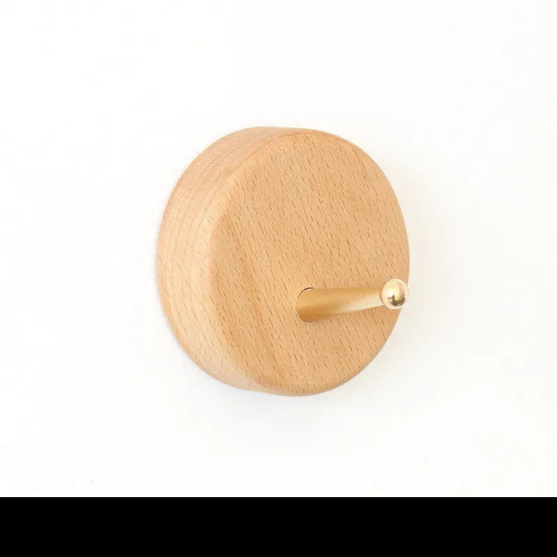 Beech wood adhesive wall hook in five shapes: round, capsule, oval, diamond, and square