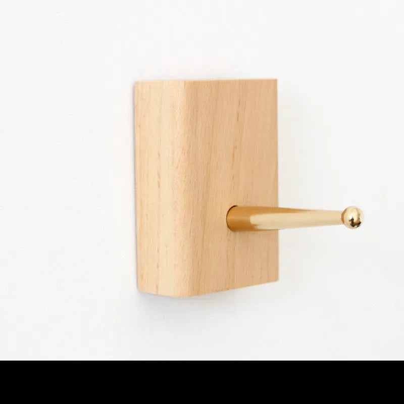 Beech wood adhesive wall hook in five shapes: round, capsule, oval, diamond, and square