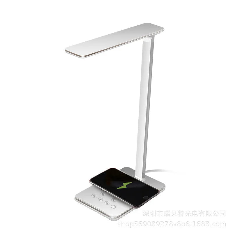 Wireless charging desk lamp in black or white with LED lighting and touch control