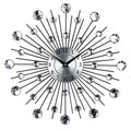 Silver round metal wall clock 33 cm diameter with quartz movement and number display