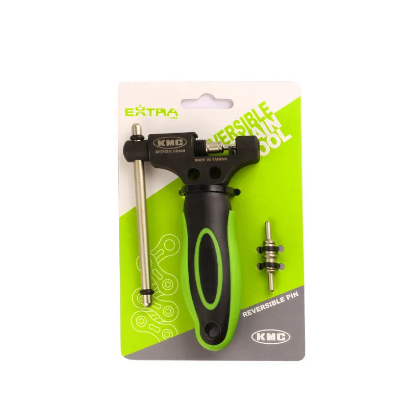 Green steel bicycle chain tool with double shaft chaining device for chain pin operations