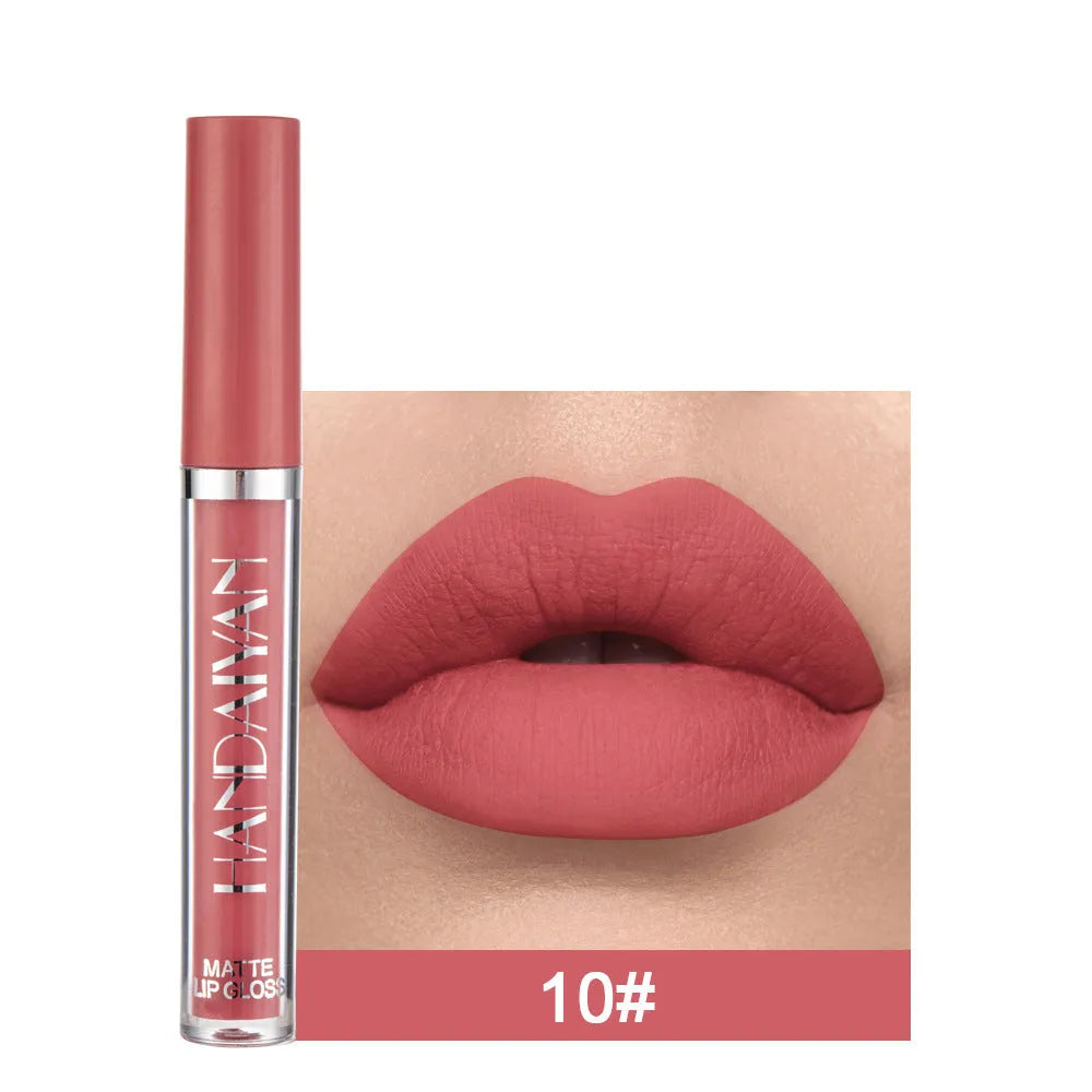 HANDAIYAN matte non-stick cup liquid lipstick in 2.5ml size with multiple colour options.