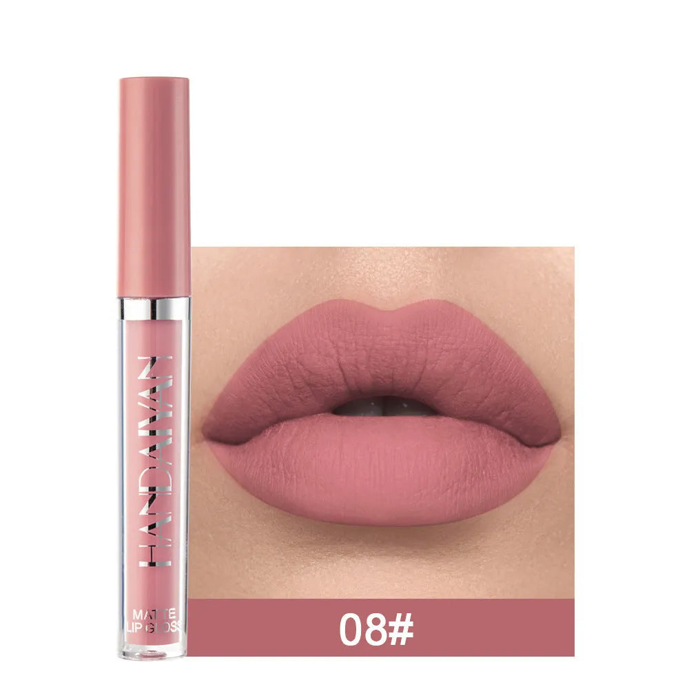 HANDAIYAN matte non-stick cup liquid lipstick in 2.5ml size with multiple colour options.