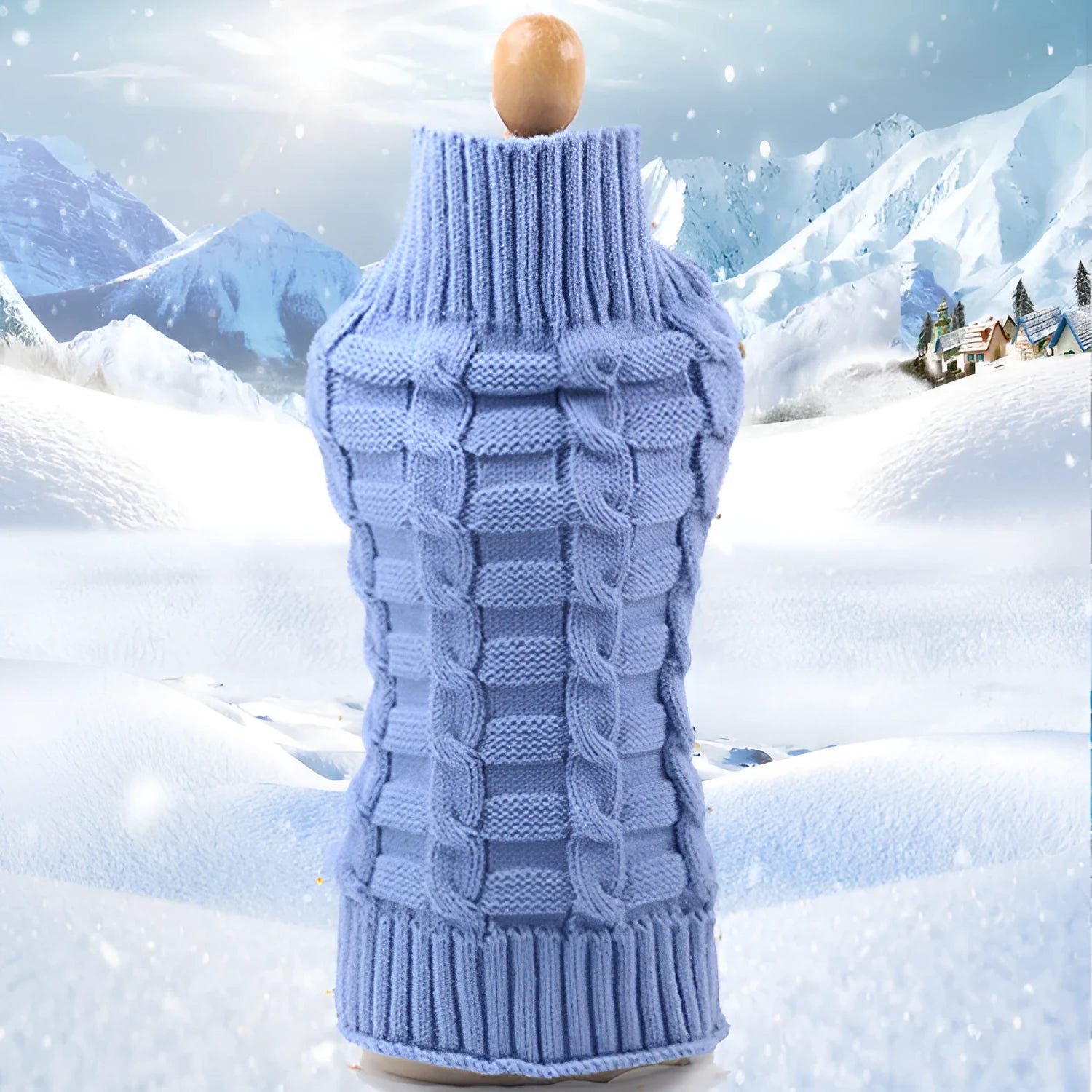 Wool twisted rope dog sweater in multiple colours and sizes with chest and back length measurements