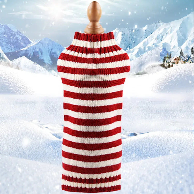Wool twisted rope dog sweater in multiple colours and sizes with chest and back length measurements