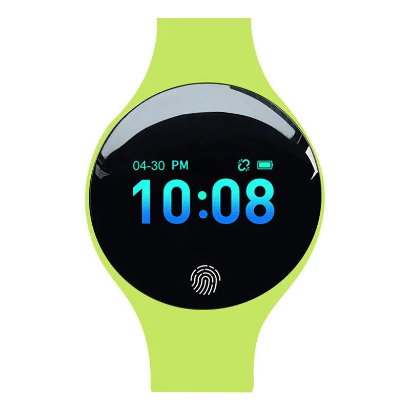 Smart watch with vibrating alarm and Bluetooth pedometer on wrist showing 0.66 inch screen