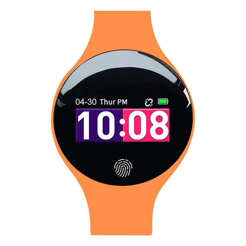 Smart watch with vibrating alarm and Bluetooth pedometer on wrist showing 0.66 inch screen