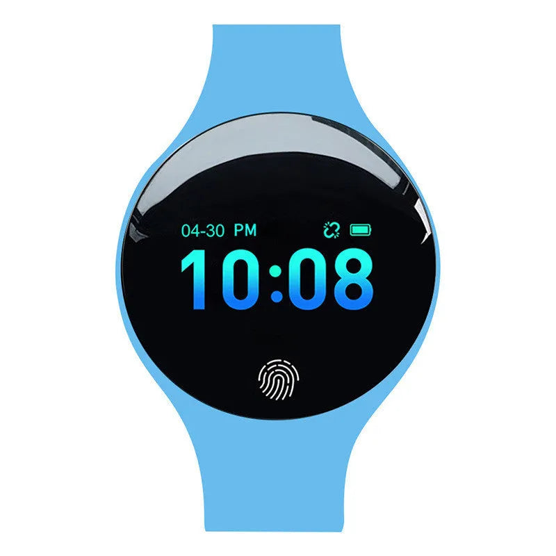 Smart watch with vibrating alarm and Bluetooth pedometer on wrist showing 0.66 inch screen