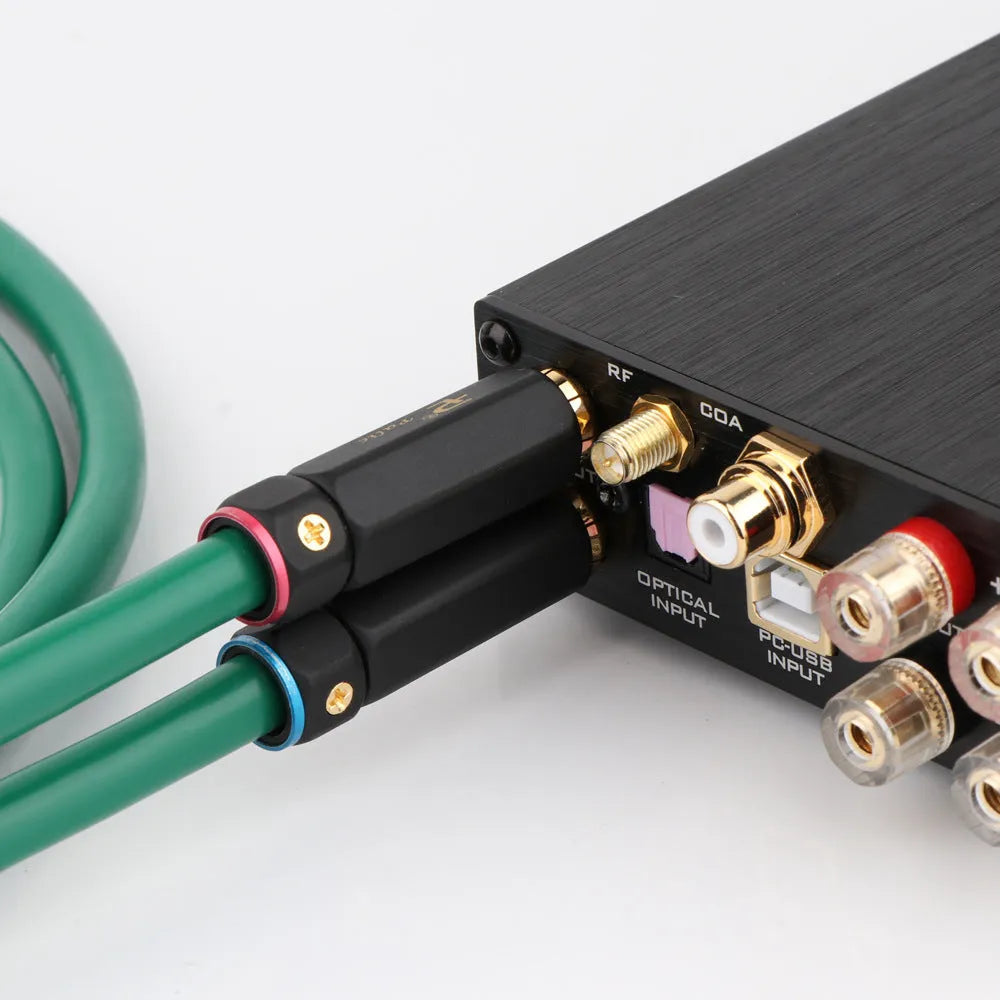 4-core copper silver-plated shielded RCA audio cable with lotus plug converters for amplifier connections