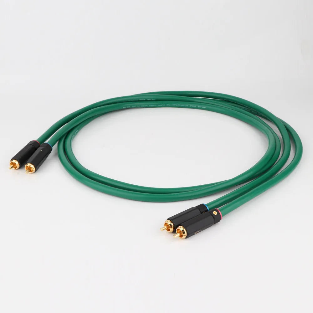 4-core copper silver-plated shielded RCA audio cable with lotus plug converters for amplifier connections