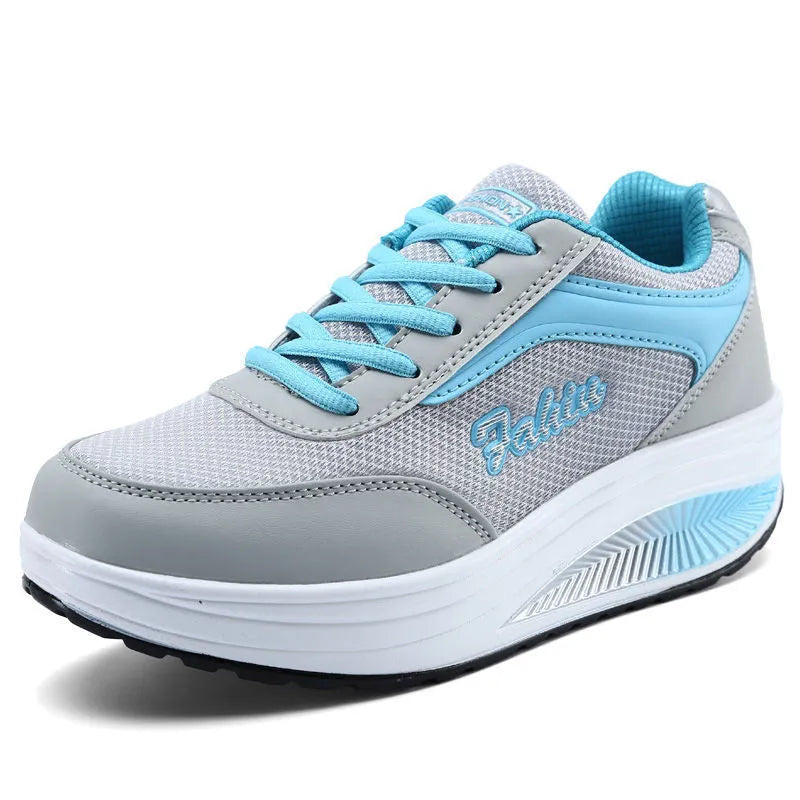 Women's heelless sports travel shoe in black, blue, pink, or purple with a 3-5cm medium heel.