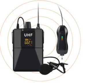 Little Bee X3 wireless lavalier microphone system in black with clip-on design