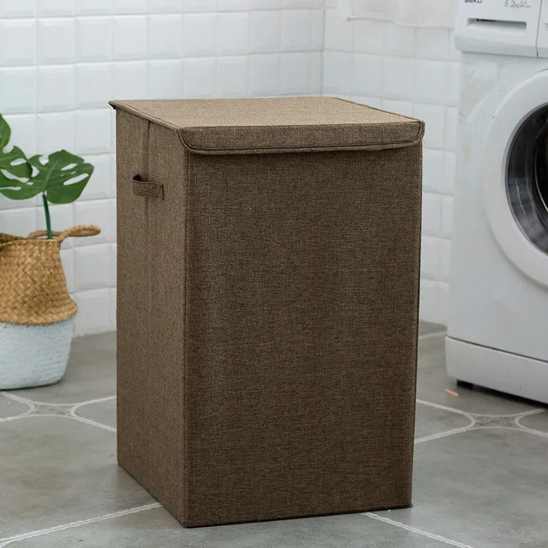 Cotton linen fabric clothes sorting box in beige, brown, green or grey colours