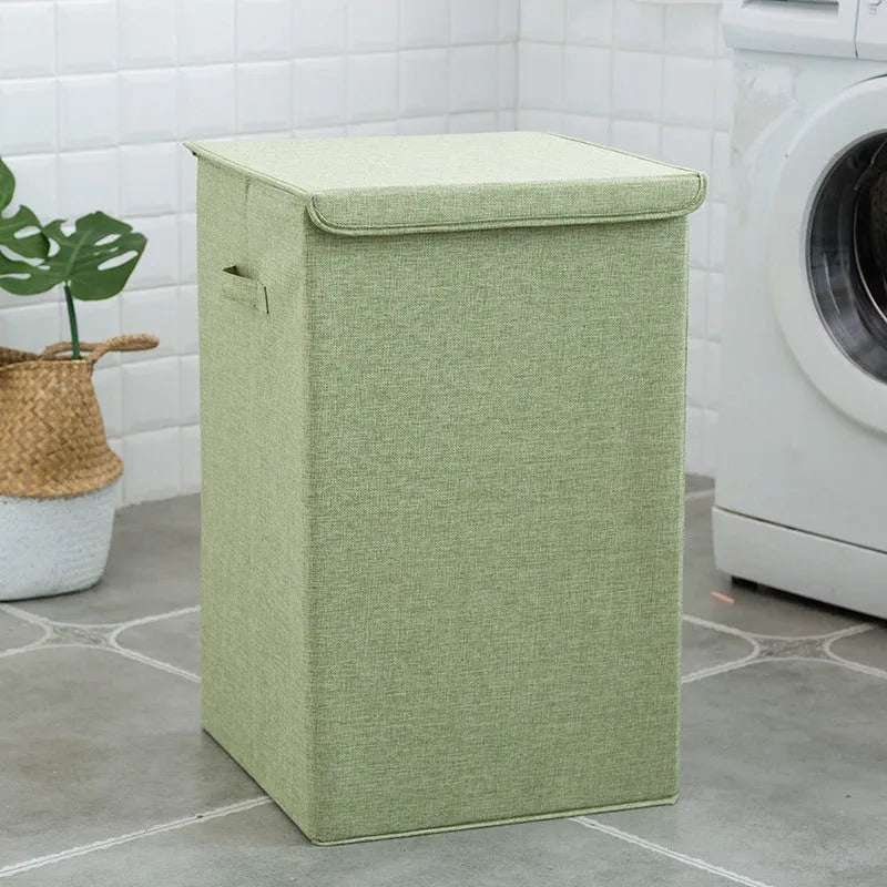 Cotton linen fabric clothes sorting box in beige, brown, green or grey colours