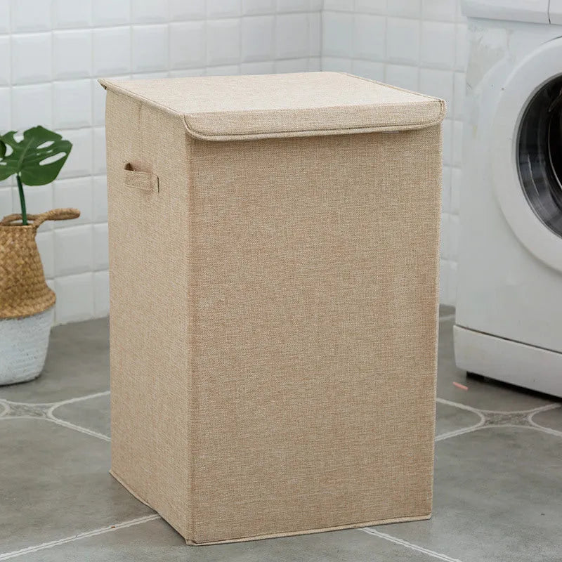 Cotton linen fabric clothes sorting box in beige, brown, green or grey colours