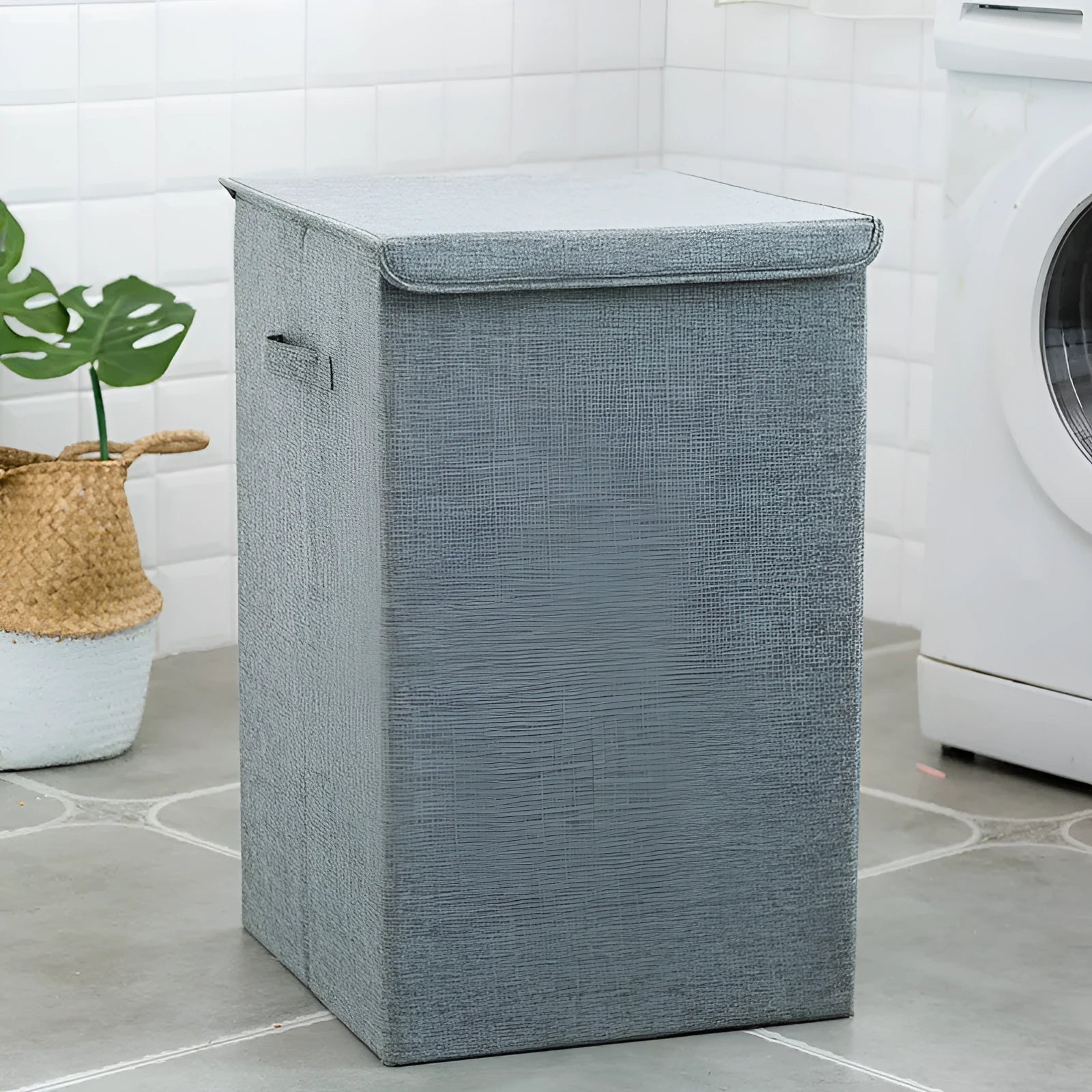 Cotton linen fabric clothes sorting box in beige, brown, green or grey colours