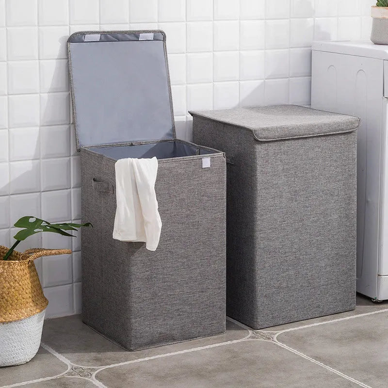 Cotton linen fabric clothes sorting box in beige, brown, green or grey colours