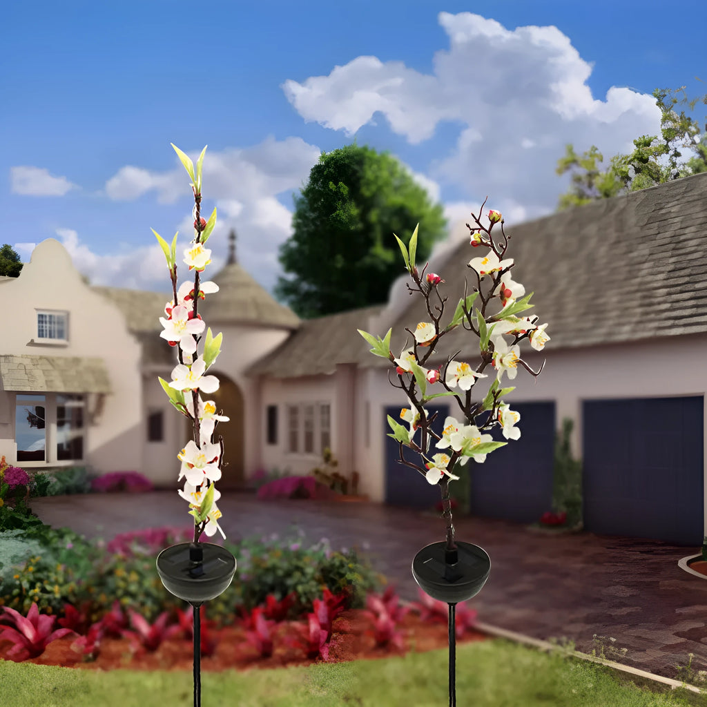 Solar-powered ground-inserted cherry blossom firework string outdoor garden lights