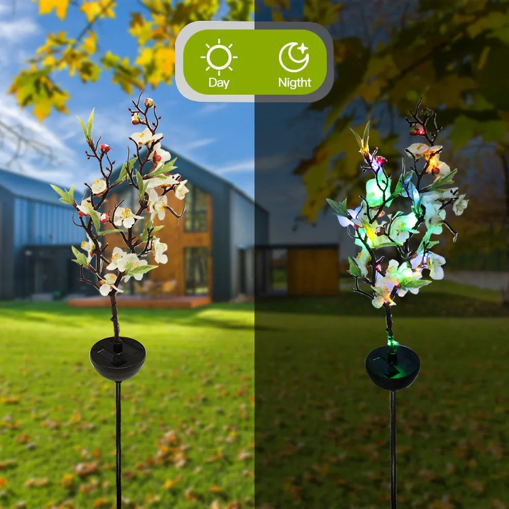 Solar-powered ground-inserted cherry blossom firework string outdoor garden lights