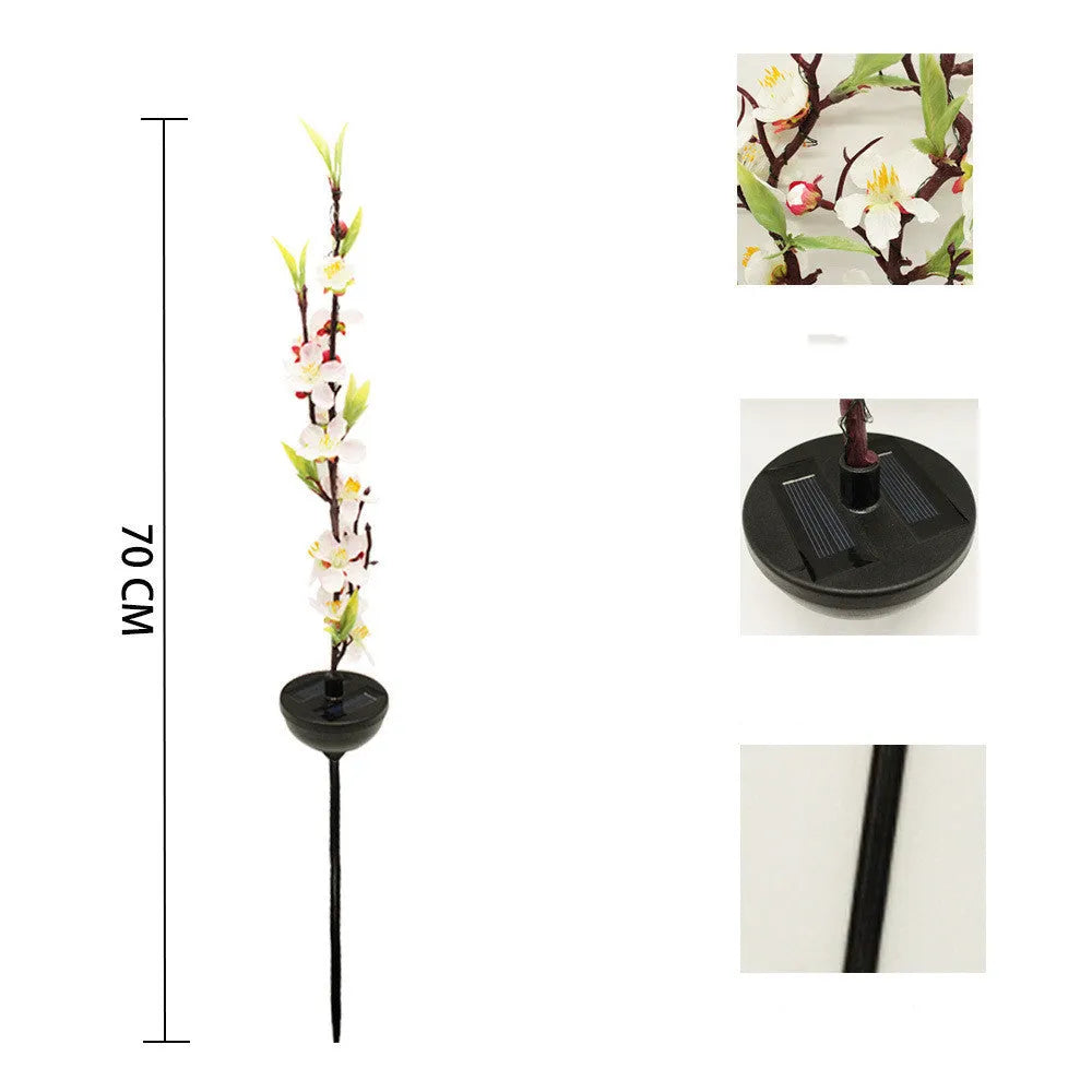 Solar-powered ground-inserted cherry blossom firework string outdoor garden lights