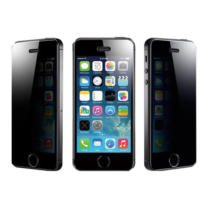 Tempered glass privacy screen protector for iPhone with anti-peeping, scratch-resistant features.