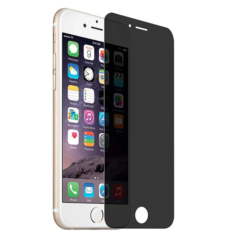 Tempered glass privacy screen protector for iPhone with anti-peeping, scratch-resistant features.