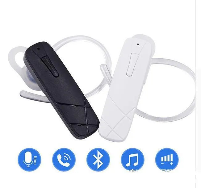 Mini Bluetooth wireless headset single earpiece in black or white with earplug design
