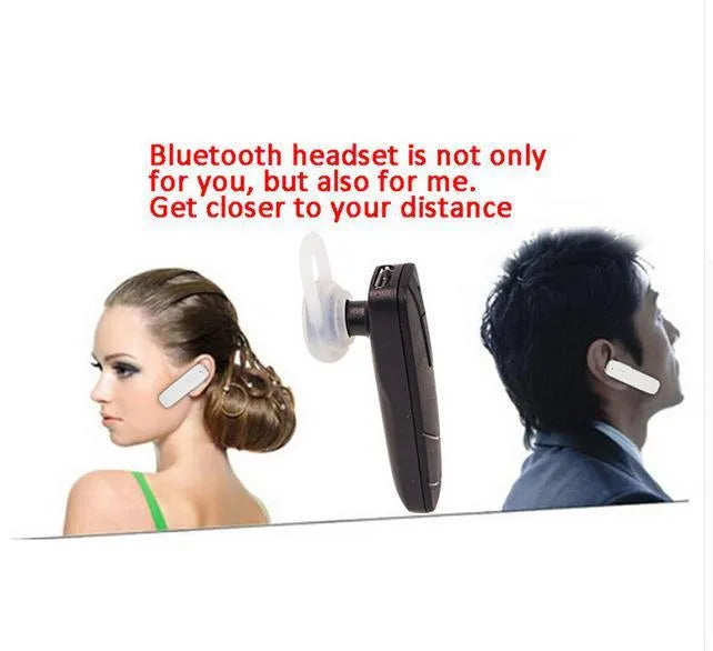 Mini Bluetooth wireless headset single earpiece in black or white with earplug design