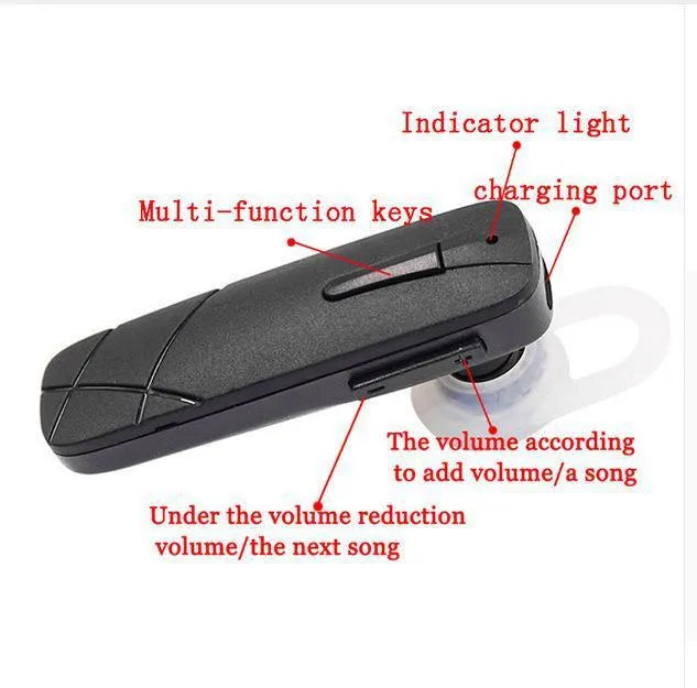 Mini Bluetooth wireless headset single earpiece in black or white with earplug design