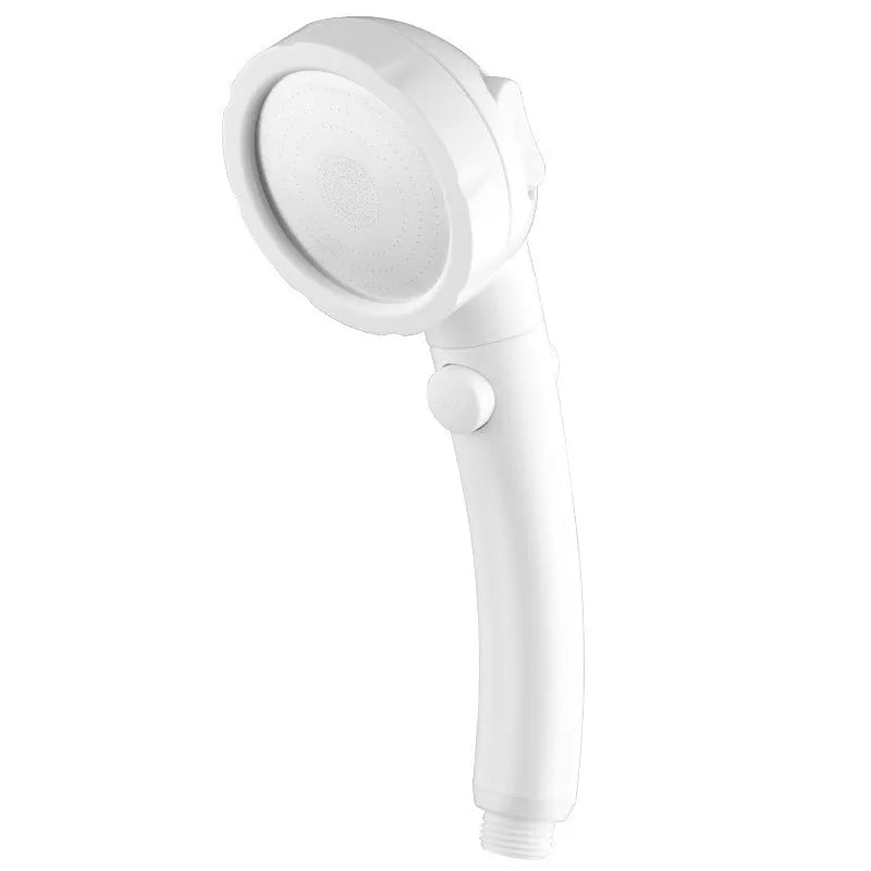Blue handheld shower head with standard universal screw fitting for bathroom installation.