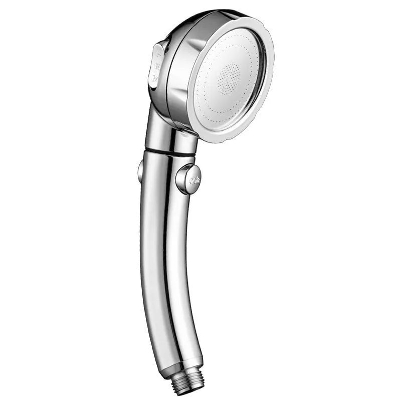 Blue handheld shower head with standard universal screw fitting for bathroom installation.