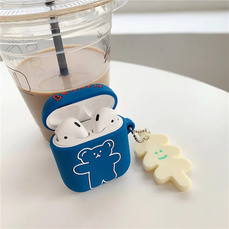 Clamshell silicone protective case for AirPods Pro3 AirPods 1 2 solid colour blue white orange yellow