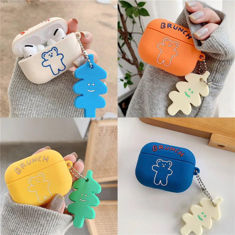 Clamshell silicone protective case for AirPods Pro3 AirPods 1 2 solid colour blue white orange yellow