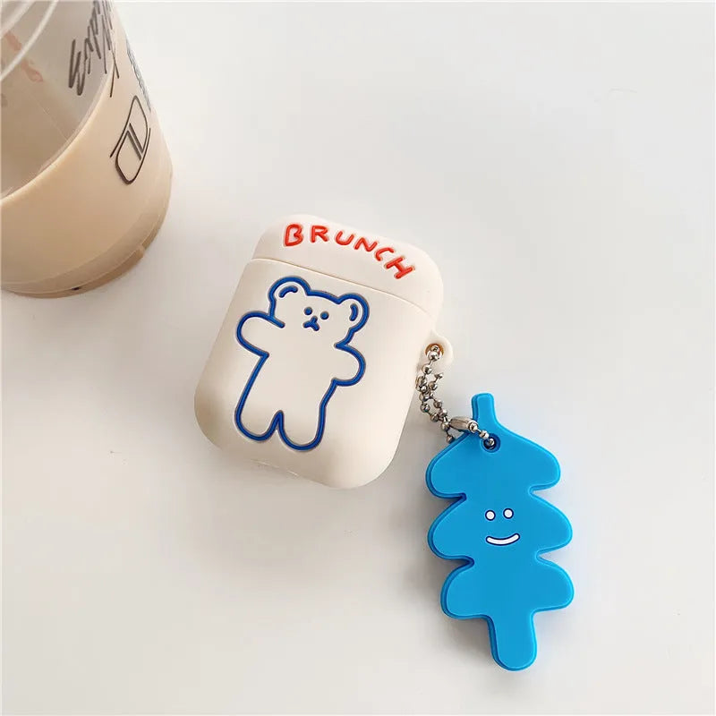Clamshell silicone protective case for AirPods Pro3 AirPods 1 2 solid colour blue white orange yellow